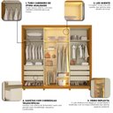 Ver imagem 4 de Guarda Roupa Casal Platinum LED 100% MDF Naturale Off White - Gelius