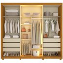 Ver imagem 2 de Guarda Roupa Casal Platinum LED 100% MDF Naturale Off White - Gelius