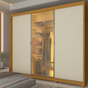 Ver mais imagens de Guarda Roupa Casal Platinum LED 100% MDF Naturale Off White - Gelius