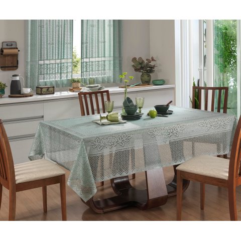 Toalha de Mesa Retangular 6 lugares em Renda Color Interlar - Pistache