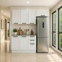 Ver mais imagens de Cozinha Compacta Modulada Americana 3 Peças com Rodapé e sem Tampo MDF Grazi Branco