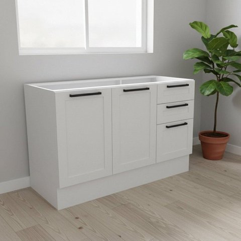 Cozinha Compacta Modulada Americana 3 Peças com Rodapé e sem Tampo MDF Grazi Branco