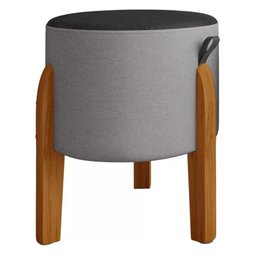 Puff Decorativo Luxo Couro Cinza/preto - 2