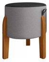 Ver imagem 2 de Puff Decorativo Luxo Couro Cinza/preto