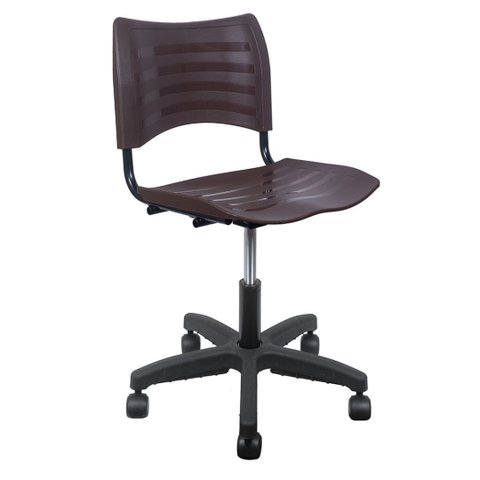 Cadeira Secretaria Giratoria Plastica Iso Turim com Regulagem de Altura Marrom Popmov Cadeira Iso Gi