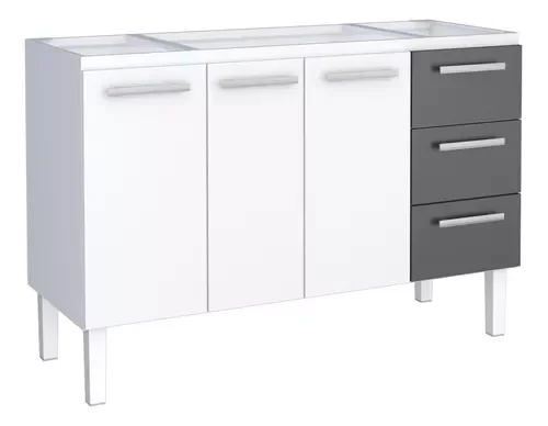 Ver imagem 6 de Conjunto Cozinha Completo para Pia 1,40metros Gabinete + Aéreo + Paneleiro 100% em Aço - Venus Cozim