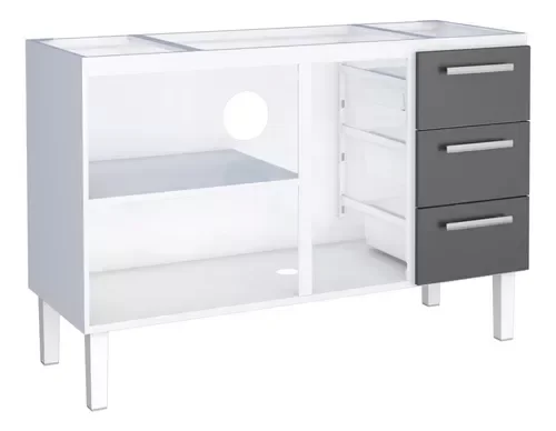 Conjunto Cozinha Completo para Pia 1,40metros Gabinete + Aéreo + Paneleiro 100% em Aço - Venus Cozim - 7