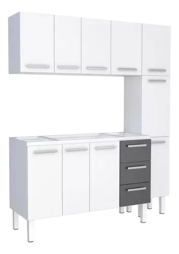 Ver imagem 2 de Conjunto Cozinha Completo para Pia 1,40metros Gabinete + Aéreo + Paneleiro 100% em Aço - Venus Cozim