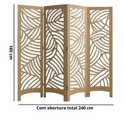 Biombo Divisória Mdf 1,80x2,40m - 4 Folhas Desmontável com Kit Montagem - 2