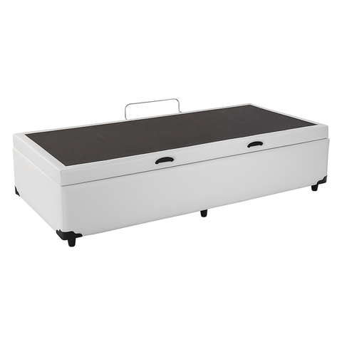 Cama Box Solteiro Baú Sintético Branco – 88x188x35