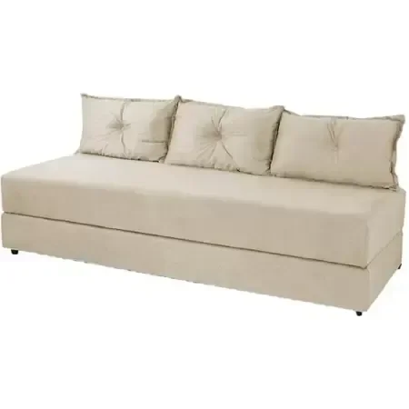 Sofanete Sofá com 3 Almofadas Multiuso Suede Bege - Al Móveis - 1