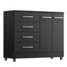 Cômoda Armário Gabinete Gaveteiro Quarto 4 Gavetas 2 Portas:onix - 1