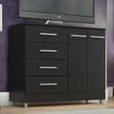 Ver imagem 2 de Cômoda Armário Gabinete Gaveteiro Quarto 4 Gavetas 2 Portas:onix