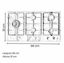 Ver imagem 3 de Cooktop À Gás 5 Bocas Cozinha Profissional Tripla Chama Mesa Inox Bivolt Cozix