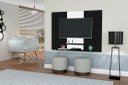 Ver imagem 1 de Painel Topázio com Prateleiras para Tv até 46'' Polegadas Cor Preto / Branco