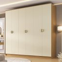 Ver imagem 1 de Guarda-Roupa Casal MDF BP com 6 Portas e 4 Gavetas Asti Marrom/Nogueira/Off White