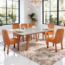 Ver imagem 1 de Sala de Jantar 180x90 Mavie Mdf/vidro 6 Cad Eva Caramelo