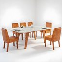 Ver imagem 2 de Sala de Jantar 180x90 Mavie Mdf/vidro 6 Cad Eva Caramelo