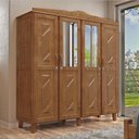 Ver imagem 1 de Guarda-roupa Brasil Casal Imbuia 4 Portas Espelhos 3 Gavetas Internas Madeira Maciça de Pinus -