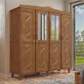 Guarda-roupa Brasil Casal Imbuia 4 Portas Espelhos 3 Gavetas Internas Madeira Maciça de Pinus - - 1