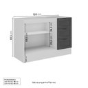 Ver imagem 3 de Balcão 2 Portas 3 Gavetas 120cm sem Tampo Soho CabeCasa MadeiraOriginals Branco/Grafite