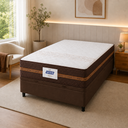 Ver imagem 1 de Cama Box Baú Casal Colchão Gazin Molas Flora 138x188x61cm (Marrom)