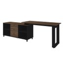 Ver imagem 3 de Mesa Escrivaninha em L com 3 Gavetas e Nichos Nexos Ipê/Preto