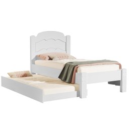 Cama de Solteiro com Auxiliar SuperSegura Reforçada Lais MDF: Branco - 2