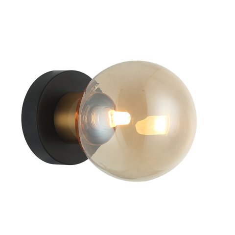 ARANDELA TUTU HL028 METAL VIDRO PRETO DOURADO CHAMPANHE 25W