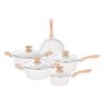 Jogo de Panelas Cerâmica Indução Tampa de Vidro 5 Peças - 1