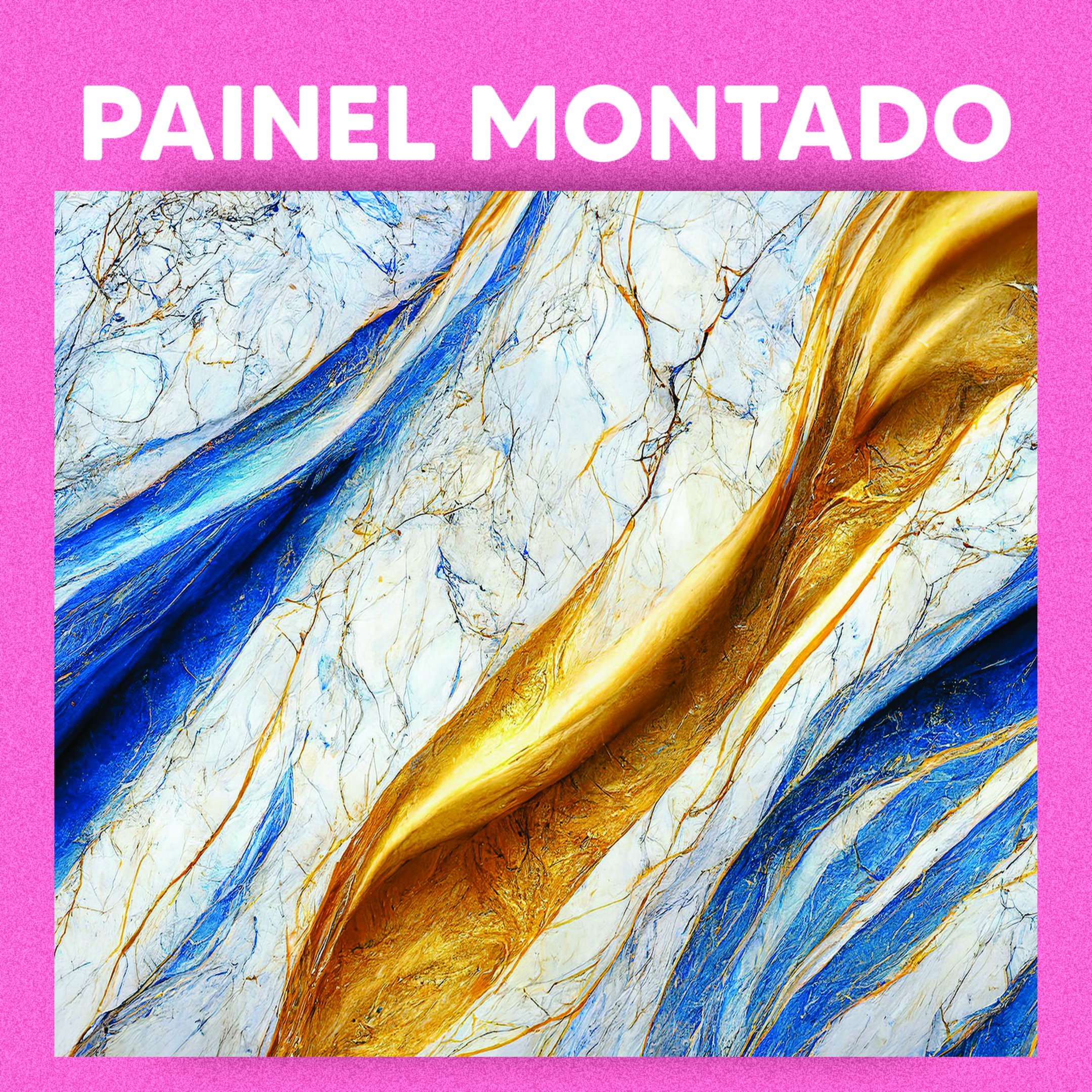 Papel de Parede Painel 3D Mármore Branco Azul Dourado 3M Auto Colante Revestimento Brilhoso - 3