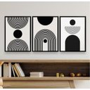 Ver imagem 1 de Kit 3 Quadros Abstratos Formas Geométricas matisse 24x18cm - com Vidro:madeira Preta