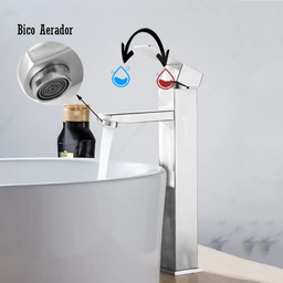 Torneira para Banheiro Bica Alta Inox Cuba de Sobrepor Monocomando - 4