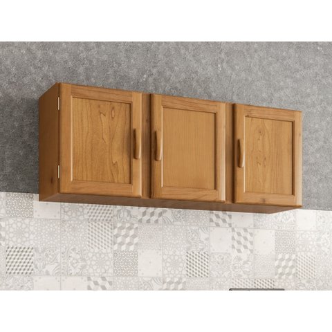 Armário Aéreo para Cozinha 120cm Madeira Maciça 3 Bf