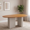 Ver imagem 2 de Mesa para Sala de Jantar com Tampo Orgânico MDF Isis Bege/Cinamomo/Off White