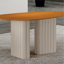 Ver imagem 5 de Mesa para Sala de Jantar com Tampo Orgânico MDF Isis Bege/Cinamomo/Off White