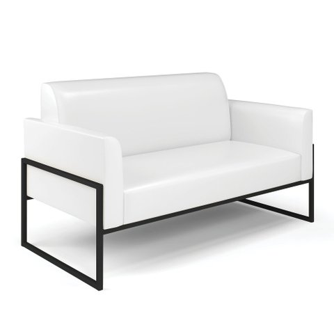 Sofá Namoradeira Base Industrial Alta Preto Marisa Corano Branco D03 - D’Rossi