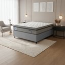 Ver imagem 2 de Cama Box Casal Probel Molas Ensacadas Euro In 138x188x68cm Guarda Costas Stone Branco/Cinza