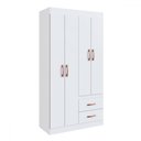 Ver imagem 2 de Guarda-roupa Solteiro Rosario 4 Portas 2 Gavetas Branco - Doripel
