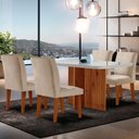 Ver imagem 1 de Sala de Jantar Mesa Olimpia 120 Tampo em Mdf Vidro Canto Copo com 4 Cadeiras Grecia