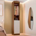 Ver imagem 1 de Guarda-Roupa Solteiro Andorra 1 Porta 5 Prateleiras Freijó/Branco - Pnr Móveis