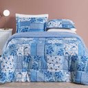 Ver imagem 1 de Kit Edredom Dallas Queen Dupla Face Microfibra 3 Peças - Azul Sereno Patchwork
