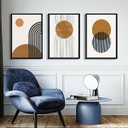 Ver imagem 2 de Kit 3 Quadros Minimalistas Marrons 45x34cm:madeira Branca