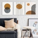 Ver imagem 1 de Kit 3 Quadros Minimalistas Marrons 45x34cm:madeira Branca