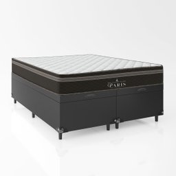Cama Box Baú Queen Bipartido + Colchão Paris Molas Ensacadas Pocket - 66x158x198cm - Couro - 5