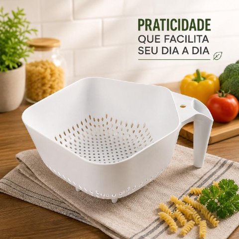 Escorredor Macarrao Alimentos com Alca Secador Massas Legumes Arroz Frutas Cesto Multiuso Grande Qua