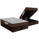 Ver imagem 1 de Cama Box Baú Queen: Colchão Ortopédico Ortobom D45 / Ep Iso 150 Mega Firme + Base Brown(158x198)