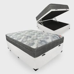 Cama Box com Baú Viúva Blindado + Colchão de Molas Ensacadas - Ortobom - Iso Superpocket 128cm - Bra - 1