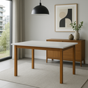 Ver imagem 1 de Mesa de Jantar Elisa Base Madeira Maciça Ideal para Apartamento 1,20 X 80 Branco