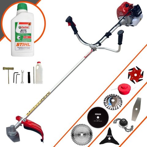Máquina de Corta Grama Completa Kawashima Bcj620l 2t 62cc 10.000rpm 8 em 1 + Óleo Stihl